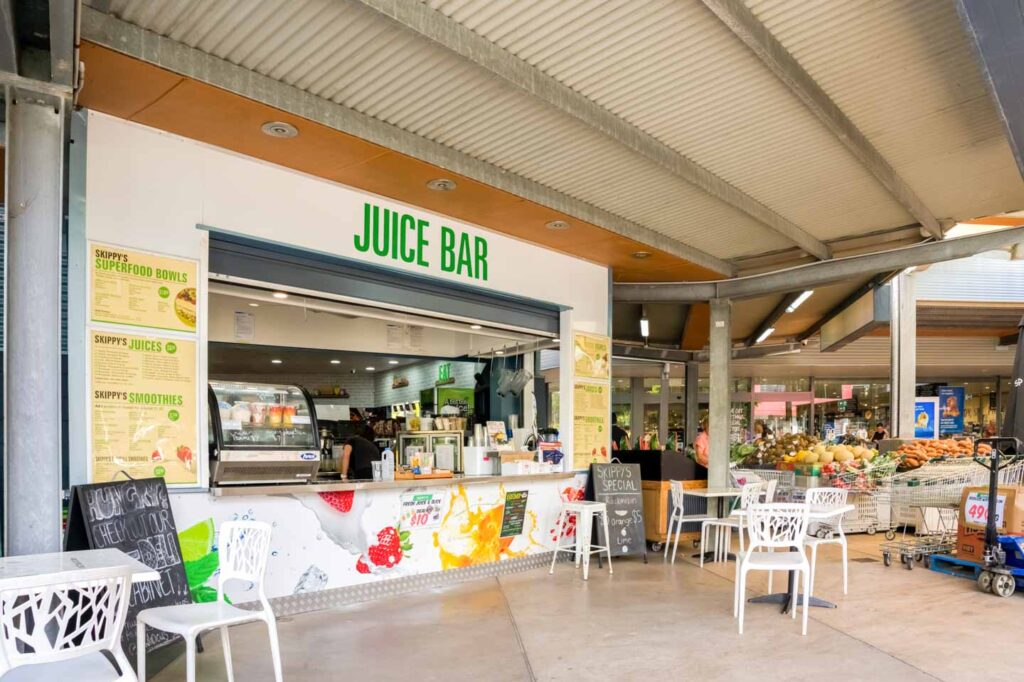 Front of the fresh juice bar