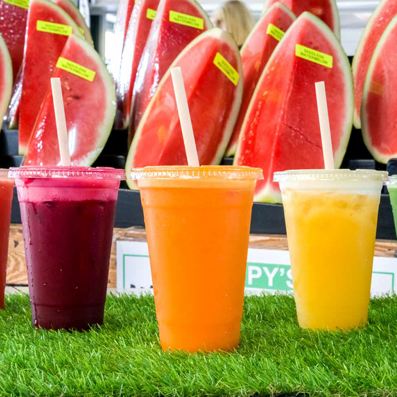 Fresh cold pressed juices at Skippy's